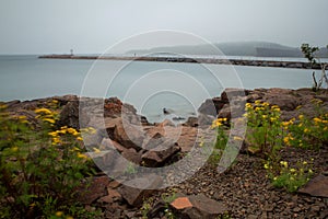 Foggy Lake Superior, viewing from Two Harbors, Minnesota