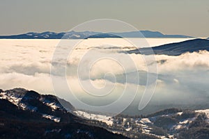 Foggy landscape, Bieszczady Mountains