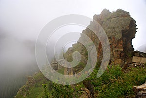 Foggy landscape in the Carpathians Mountains