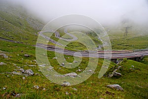 Foggy landscape in the Carpathians Mountains