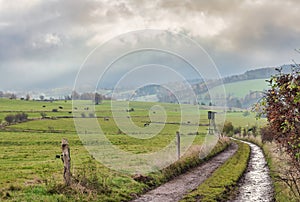 foggy landscape of Lower Silesia, the gluszyca area