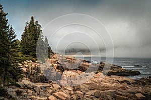 Foggy Maine Coastline
