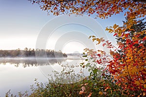 Foggy morning in Algonquin Provincial Park, Ontario, Canada