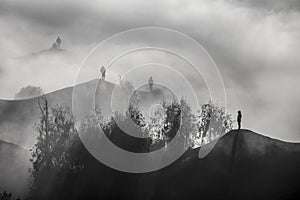 Foggy Morning at Bromo Mountain, Tengger East Java Indonesia