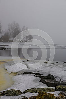 Foggy morning in Ludvika municipality, Sweden.