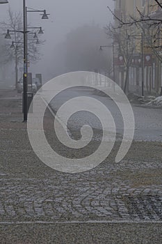 Foggy morning in Ludvika municipality, Sweden.