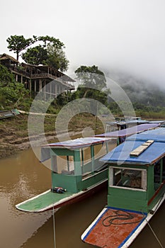 Foggy morning at Mekong river in Laos