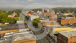 Foggy Morning Over Downtown Main Street Marietta Ohio Washington County