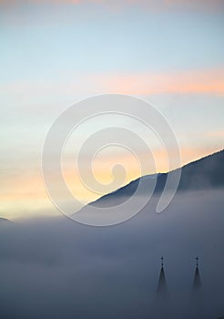 Foggy mountain landscape