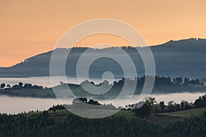 Foggy mountain landscape