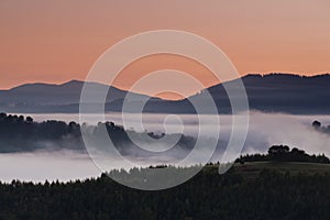 Foggy mountain landscape