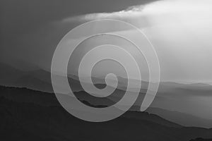 Foggy Mountains in Black and White