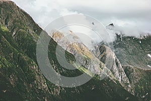 Foggy Mountains Landscape Romsdal Alps in Norway