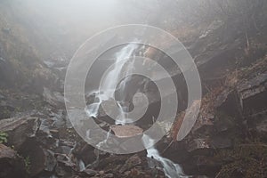 Foggy mystery waterfall