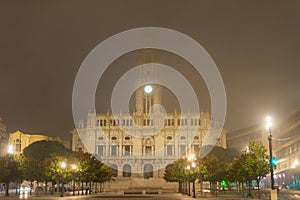 Foggy Porto City Hall, Portugal