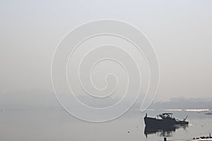 Foggy River covering city with fog