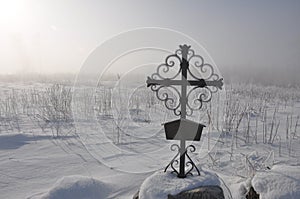 Foggy and sad landscape