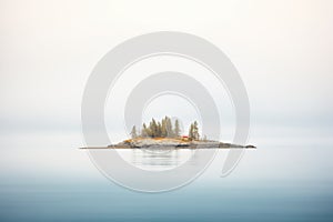 foggy shoreline of an unpopulated island