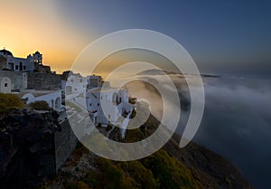 Foggy sunrise at Imerovigli village