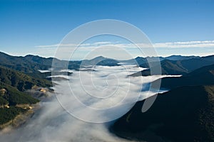 Foggy Valley in Marlborough Sounds, New Zealand