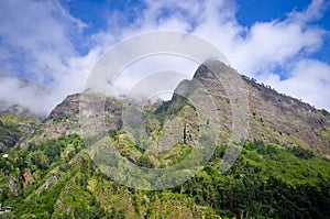 Foggy view in mountains, Madeira, Portugal