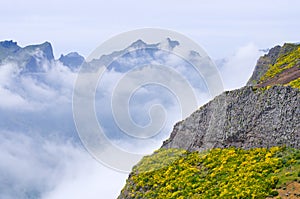 Foggy view in mountains, Madeira, Portugal