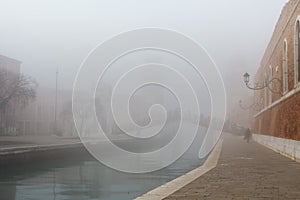 Foggy weather at the Canal, Venice, Italy