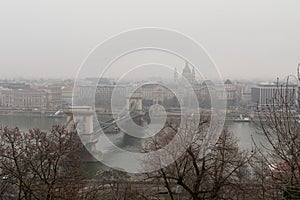 Foggy winter day in Budapest