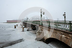 Foggy winter morning in Saint-Petersburg