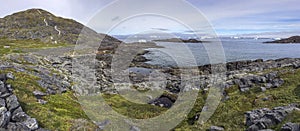 Fogo Island landscape with icebergs