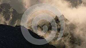 Fogs roll in from the sea billowing over the Dhofar mountain