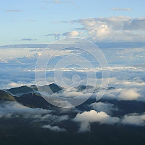 Fogy summer morning in Entlebuch, Lucerne Canton