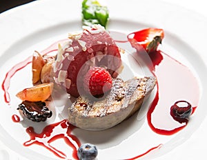 Foie gras with berries.