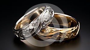 Foil Metal Rings: Fine Gold And Silver With Flowing Textures