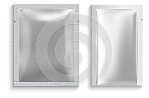 Foil sachet facial mask pouch. White package blank