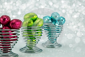 Foil wrapped Easter eggs.