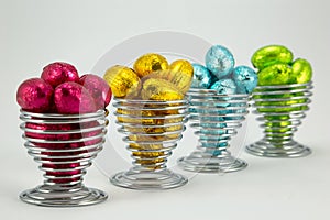 Foil wrapped Easter eggs.