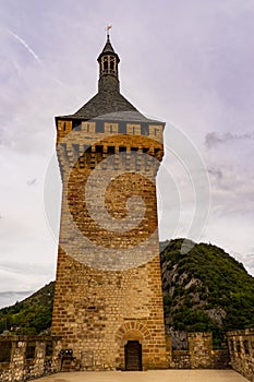 Middle Age Castle tower at Foix in France photo