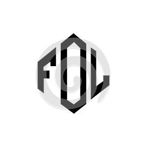 FOL letter logo design with polygon shape. FOL polygon and cube shape logo design. FOL hexagon vector logo template white and