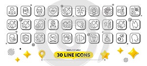 Folate vitamin, Copper mineral and Shield line icons pack. For web app. 3d design elements. Vector