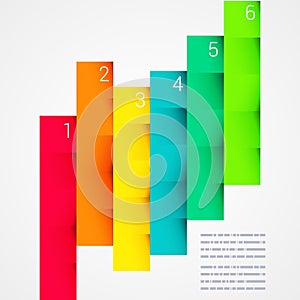 Fold ribbon numbered secuence chart infographic