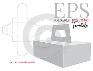 Foldable box to go template, vector with die cut, laser cut lines