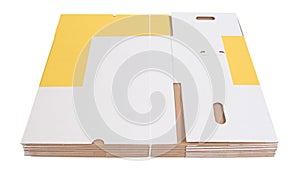 Foldable cardboard boxes used for storage moving or shipping purposes isolated