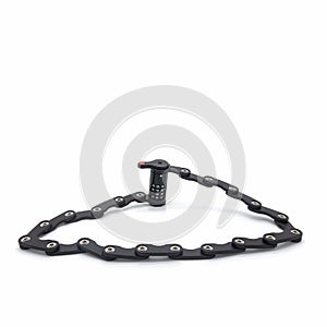 Foldable combination bike lock. Metal black strong chain.