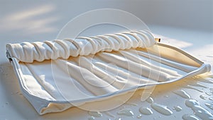 Photorealistic image of a foldable drip drying mat on a white background