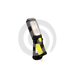 Foldable LED work light with flashlight beam, ultra grip, magnetic base, kickstand base, compact battery powdered wide area