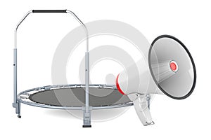 Foldable Mini Trampoline, Fitness Rebounder with megaphone, 3D rendering