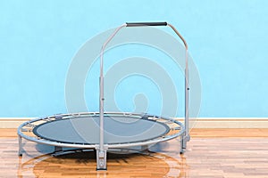 Foldable Mini Trampoline, Fitness Rebounder in room near wall