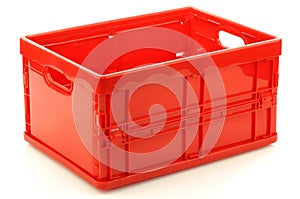 Foldable red plastic storage box