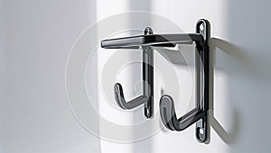 Photorealistic image of a foldable wall hook rack in a modern studio setting